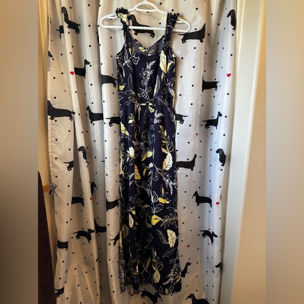 Reitmans Blue and Yellow Sleeveless Maxi Sundress